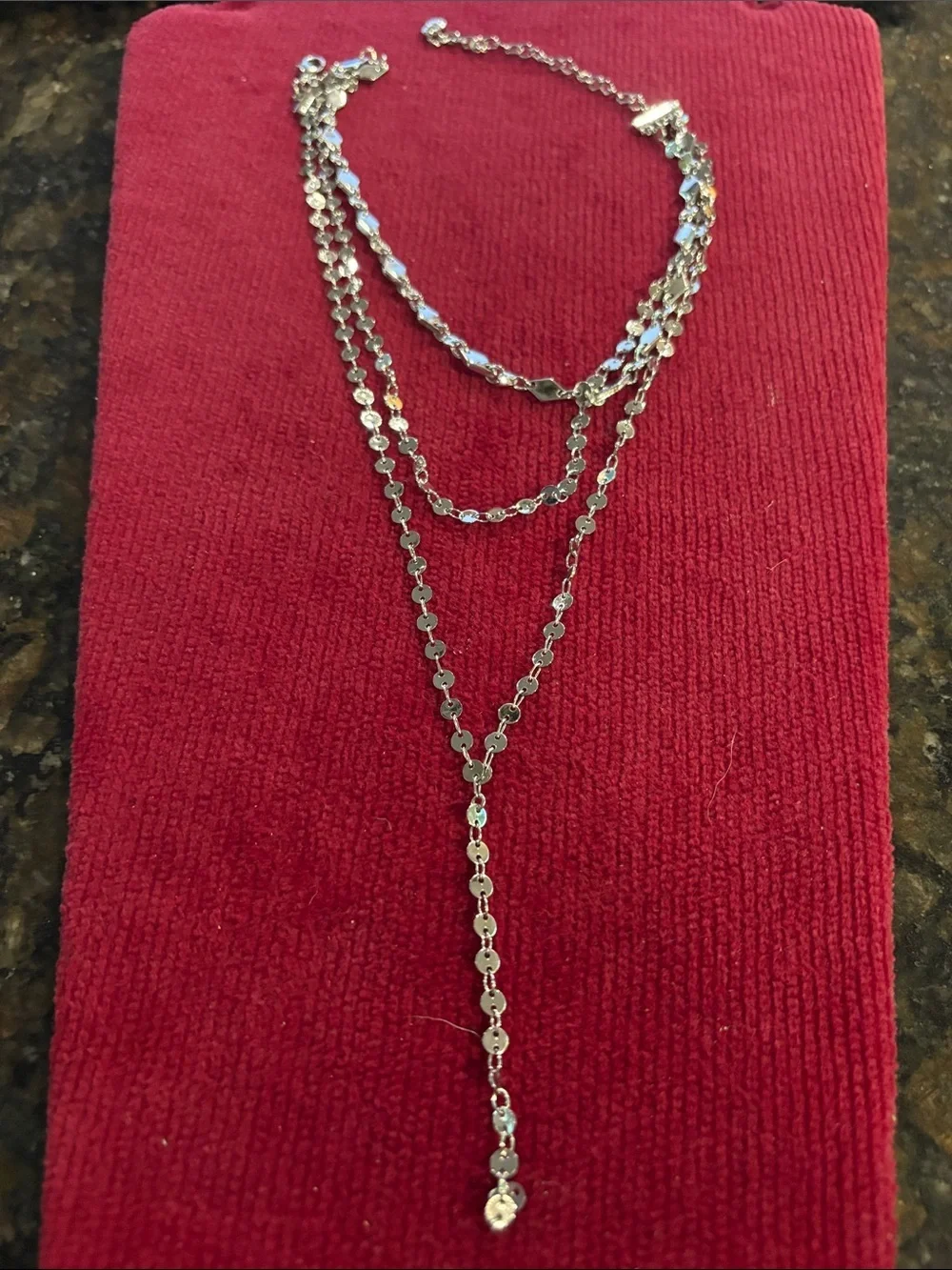 BaubleBar Silver Layered Y-Drop Necklace